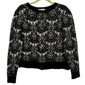 Isaac Mizrahi LIVE! Floral Cashmere Button Up Cardigan Knit Sweater Top Large